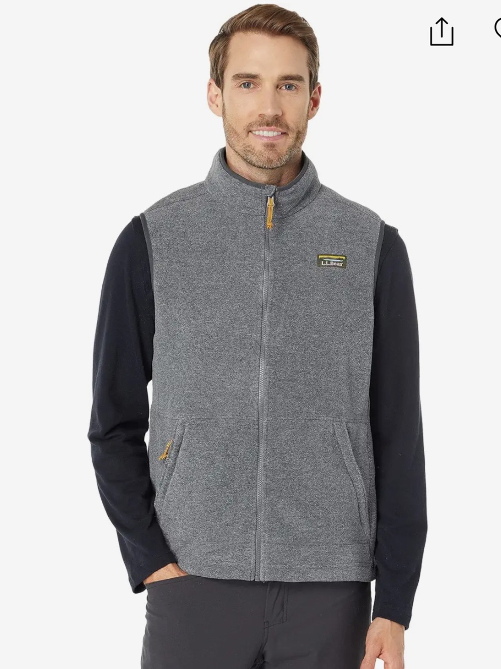 LL Bean Men’s Mountain Classic Fleece Vest Grey Size XL